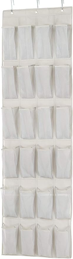 Amazon Basics Hanging Shoe Organizer Medium Pocket Light Grey | Over-the-Door, 24