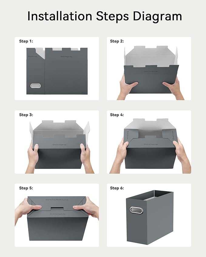 Oterri Cardboard File Organizer Box for Hanging File Folders Letter Size,File Box for Computer Desk,File Cabinet,Working Home,Office,Classroom(Dark Grey, Letter Size - 4 Packs)