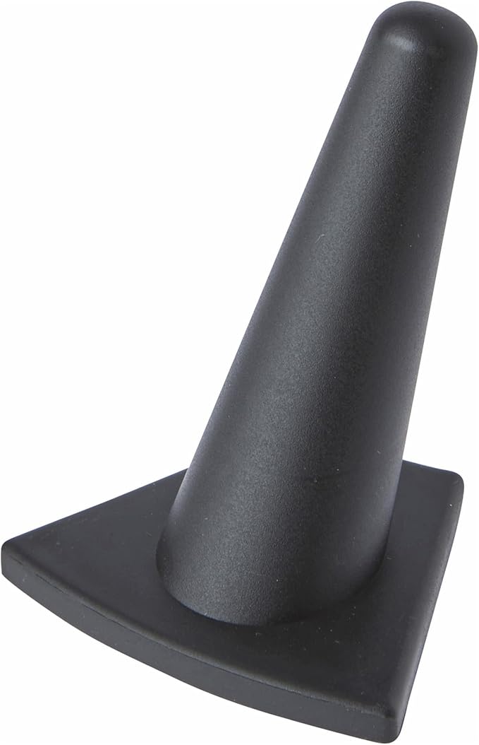 Plymor Black Rubber Ring Finger Display, Single on Triangular Base, 2" W x 1.625" D x 2.125" H