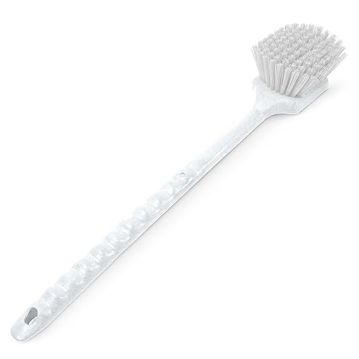 SPARTA 40501EC02 Plastic Large Scrub Brush, Kitchen Brush, Utility Brush With Long Handle For Cleaning, 20 Inches, White, (Pack of 6)