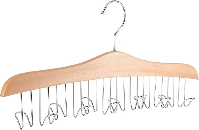 Veemoon Wooden Multifunctional Belt Rack and Scarf Hanger for Closet, Non-Slip Accessory Organizer Round Hook, Space-Saving Holder for Hats, Bags, and Vest Storage