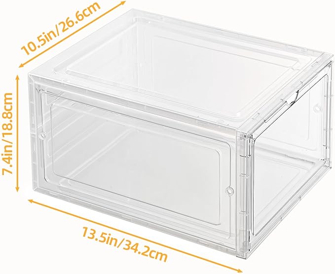 Hat Organizer Box,Stackable Clear Baseball Caps Holder Box Containers with Magnetic Door for Hats Snapback Cap Storage,Clear Hat Storage with Magnetic Door, Holds 60 Hats(clear, 6 pack)