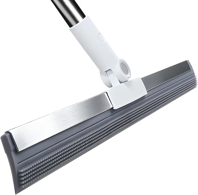 Professional Air Broom for Water & Pet Hair Removal, Floor Squeegee for Tile, Hardwood & Under-Furniture Cleaning with 51″-58″ Telescoping Handle & 180° Rotating Head