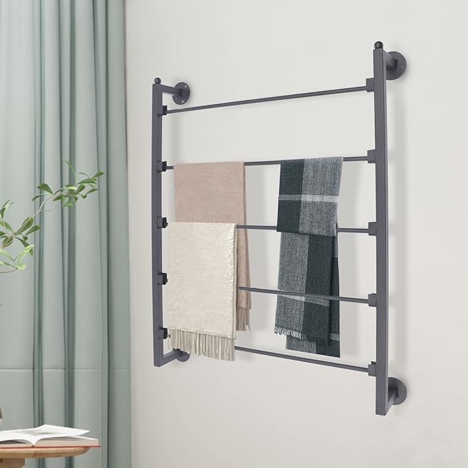 5 Tier Scarf Rack Wall Mounted Retail Display Ribbon Rack Organizer Holder Tie Rack Towel Rack Pants Belt Rack for Home Clothing Retail Store