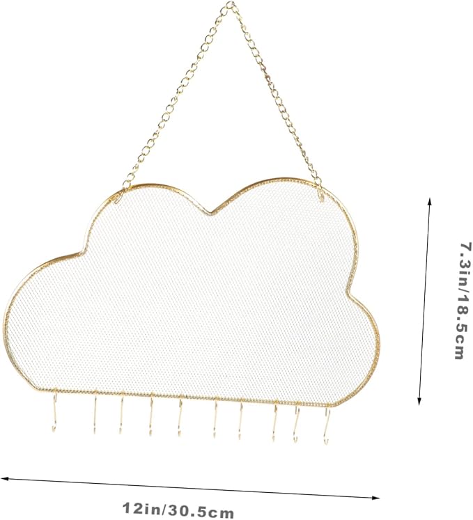 SAFIGLE Cloud Shape Jewelry Organizer Wall Mounted Iron Mesh Necklace and Earring Display Rack Stylish Hanging Jewelry Holder for Women Versatile Accessory Storage