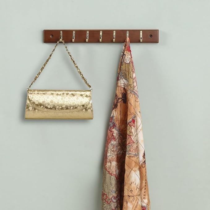 Walnut Wood Belt and Tie Hanger Non-Slip Hooks Space-Saving Closet Organizer for Ties Belts Scarves Accessories Durable Swivel Hook Wardrobe Storage Rack for Home Office Organization