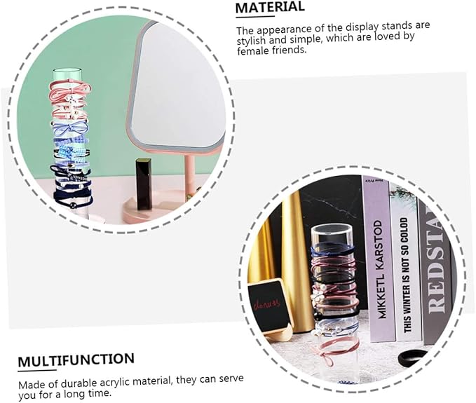 2Pcs Hair Tie Storage Racks Durable Acrylic Hair Ring Organizers for Accessories Display for Bedroom Vanity Bathroom Counter Keeps Hairbands Tangle