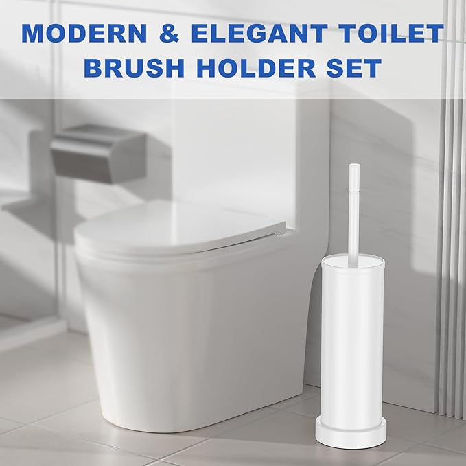 Toilet Brush and Holder Set: 304 Stainless Steel (White)