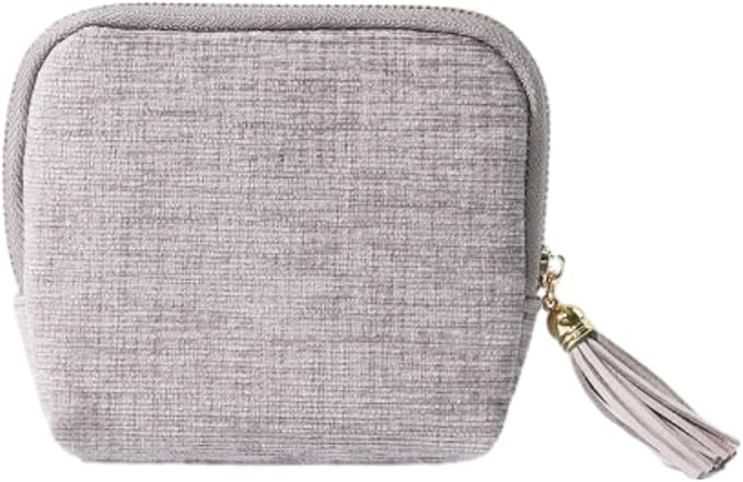 Jewelry Zippered Pocket Case Travel Jewelry Bag Portable Organizer, Dustproof Storage Bag with Tassels and Zipper (Light Gray)