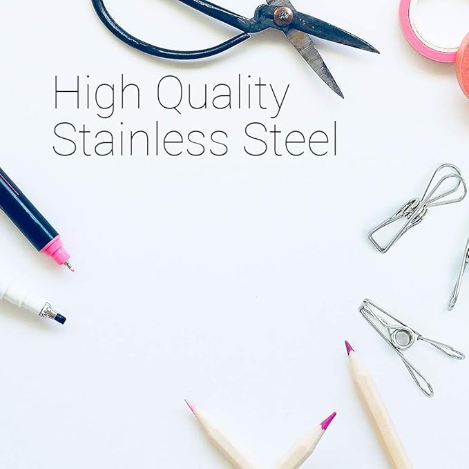 40 Pack Stainless Steel Small Clothes Pins Durable Clothes Pegs Multi-Purpose Metal Wire Utility Clips for Laundry Home Kitchen Outdoor Travel Office