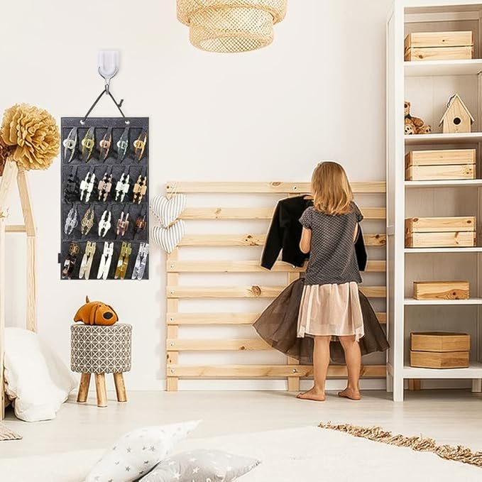 Hair Claw Clip Organizer & Display - Hanging Clip Stand Holder for Wall, Door & Closet - Storage for Women & Girls