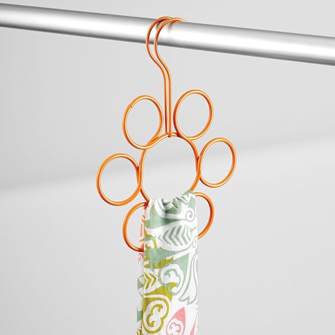 InterDesign Classico Petal Scarf Hanger, No Snag Storage for Infinity Scarves, Ties, Belts, Shawls, Accessories - 6", Tangelo