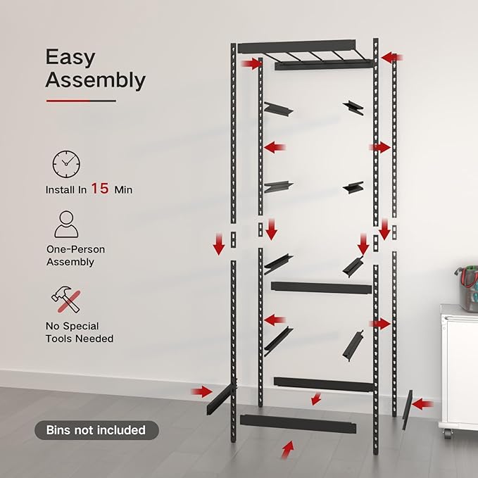 27 Gallon Tote Storage Rack, Heavy-Duty Storage Bin Rack Organizer, 5-Tier Standing Storage Bin Shelves, 250 lb Capacity, Maximize Space for Garage, Warehouse, Utility, 2 Pack Pro(Totes Not Included)