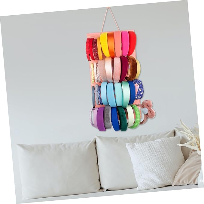 PRETYZOOM Hanging Headband Organizer Hairband Holder Wall Mount Storage Bag Slots Jewelry Display Holder