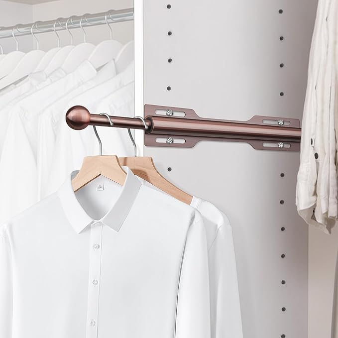 FIRJOY 12" Valet Rod for Closet Pull Out (2 Pack, Antique Copper)