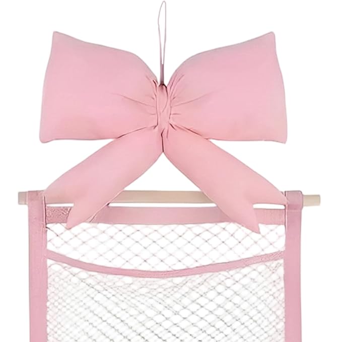 Hair Clip Holder Organizer - with Hooks Pink Bow Wall Storage,Hair Accessory Organizer Room Decor,for Women Teen Girls Door Closet Bedroom Living Room Home Decor Apartment
