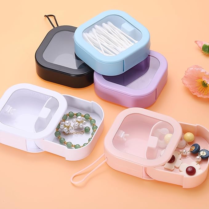 uxcell Hair Tie Organizer Boxes, 2 Pcs Hair Accessories Organizer, Portable Hair Tie Holder Organizer Can, Optimal Travel for Hair Tie, Hair Clip, Hair Supplies, White/Purple