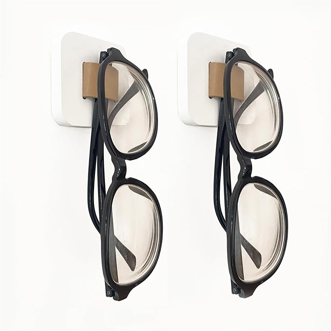 Sunglasses Organizer Wood Sunglasses Storage Wall Mounted Eyeglasses Holder Eyewear Display,Home Decor, (2pcs-White-Short-Sunglass Holder)