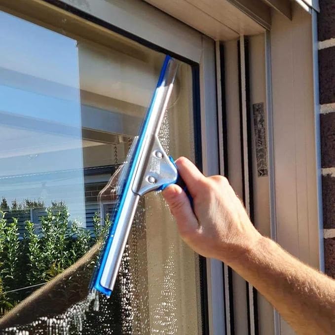Professional Squeegee - Premium Quality Silicone Rubber Blades with Ergonomic Handle for Streak-Free Cleaning - Perfect for Windows, Shower Doors, and Railings