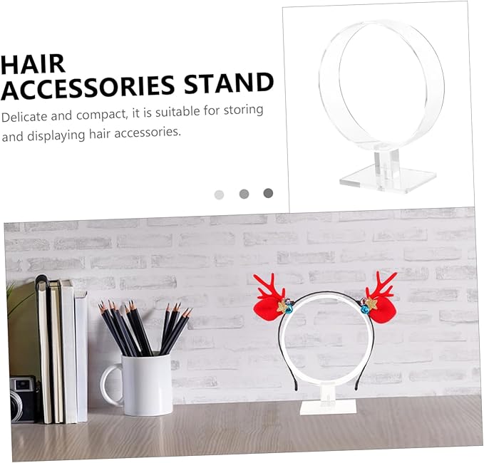Acrylic Headband Holder Display Stand Round Shape Hair Accessories Organizer for Girls Room Lightweight and Durable Keeps Hairbands Tidy and Scratch