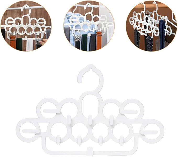 BESPORTBLE 2pcs Multifunctional Plastic Tie Hanger and Scarf Rack, Wardrobe Belt Organizer Hooks for Closet Storage and Clothing Accessory Management