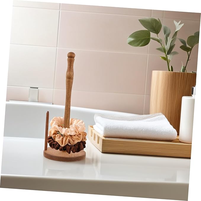 Wooden Hair Accessories Organizer Rack Vertical Scrunchie Display Stand for Desk Hair Tie Holder Organizer