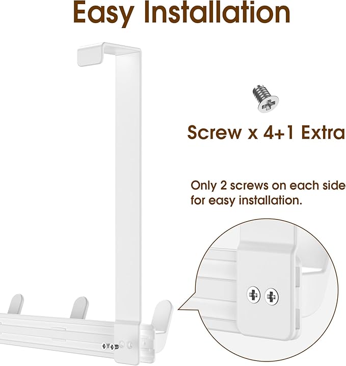 Long Over The Door Hooks with 15.75-inch Arms for Easier Access by Women, Heavy Duty Door Hanger for Winter Coat, L16U, Fits Standard 1 3/4'' Doors, Towel Racks Organization, White