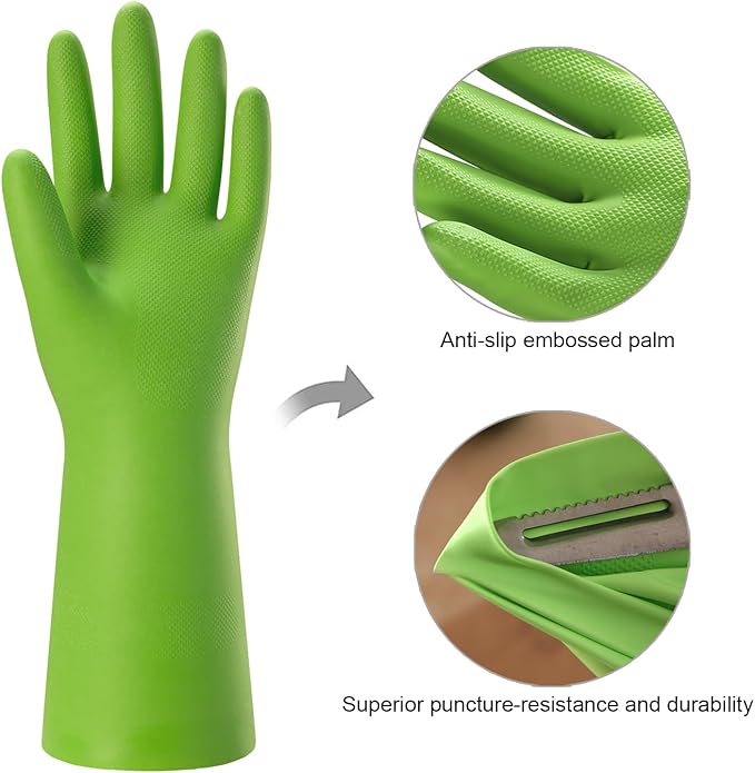 Bamllum Rubber Cleaning Gloves for Kitchen - 4 Pairs Reusable Dishwashing Gloves for Household, Flexible Long-lasting & Waterproof (Medium, Blue+Green+Red+Orange) (Pack of 2)