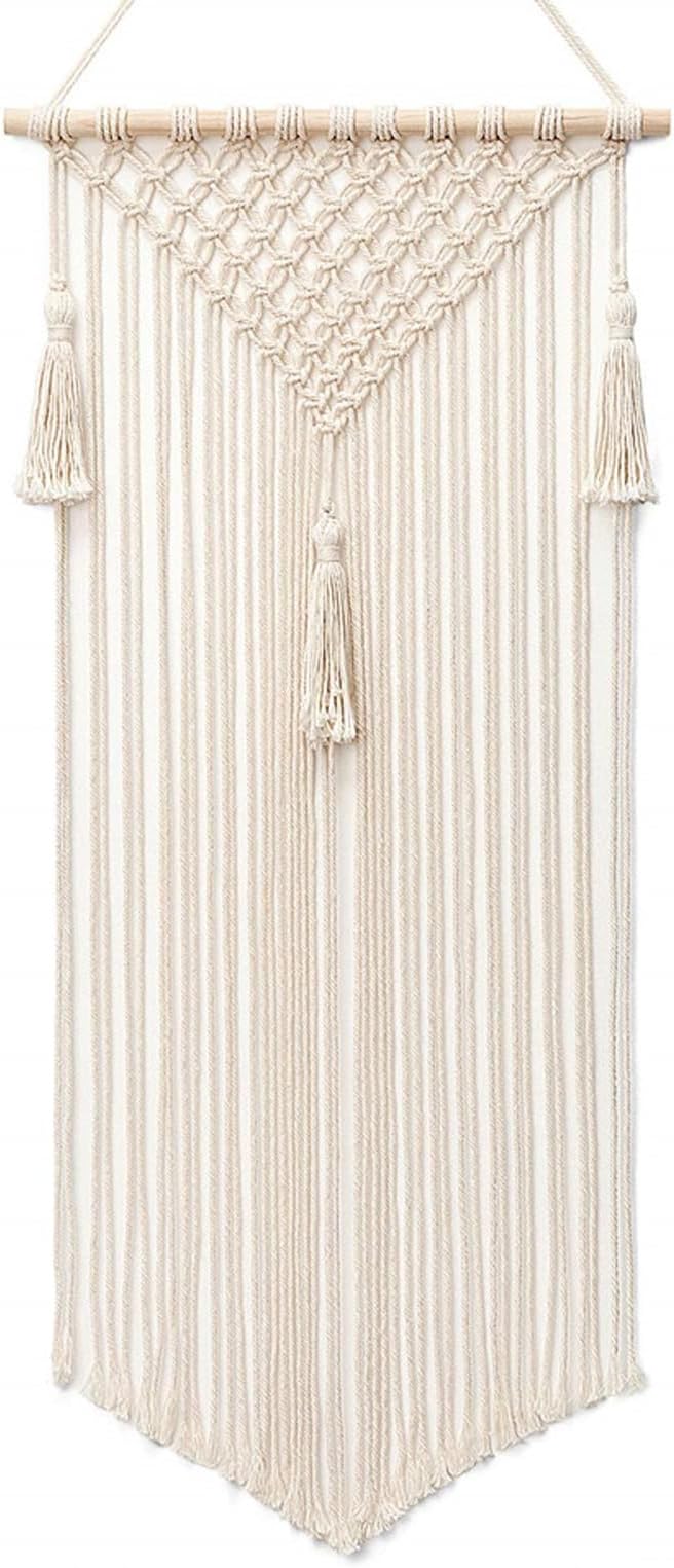 Macrame Hair Bow Holder Hanging Hair Clips Hanger Headband Storage Organizer Fringe Boho Wall Decor Tassels Bow Organizer for Room Ornament Decoration