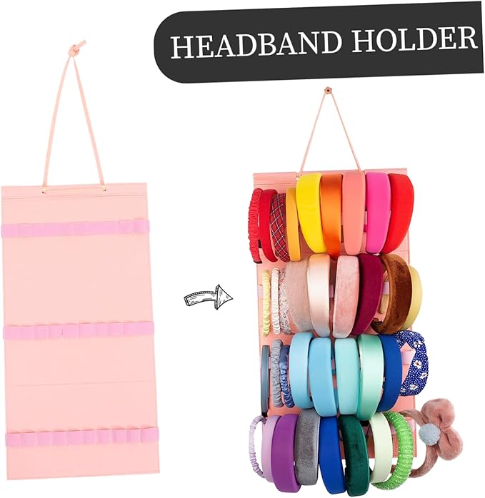 PRETYZOOM Hanging Headband Organizer Hairband Holder Wall Mount Storage Bag Slots Jewelry Display Holder