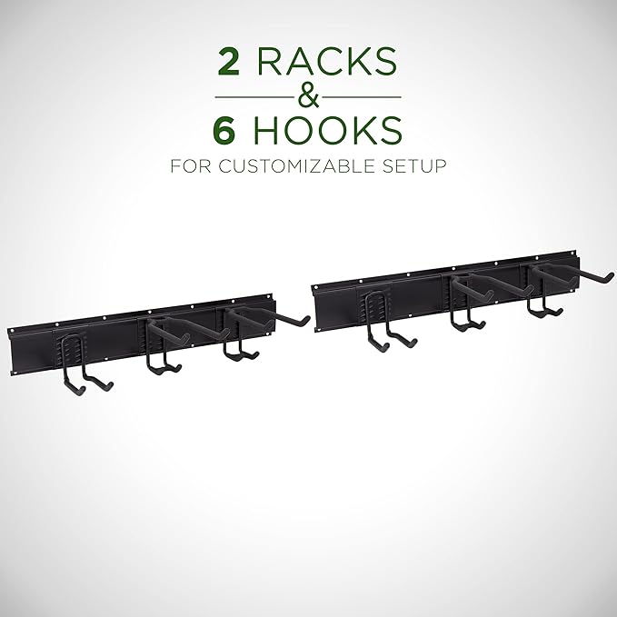Tool Storage Rack, 8 Piece Garage Organizer, Metal, Wall mounted, Holder for Broom, Mop, Rake Shovel & Tools!