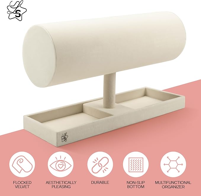 LS Lulu & Summer Headband Holder Organizer - Storage Stand Display Rack for Headbands, Hairband, Disney Ear, Tiara and Hair Accessories in Women and Girls Room (Cream/Off White)