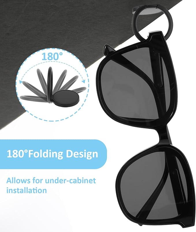 6Pcs Sunglass Organizer Wall Hanging Adhesive Sunglass Holder for Wall Black Wall Mounted Eye Glasses Organizer Sunglass Storage Organizer for Eyeglass Display