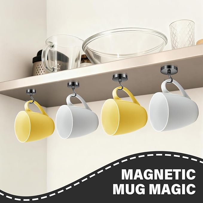 Magnetic Hooks for Cruise Cabins, 130lbs Black Magnetic Hooks for Hanging Mugs, Strong Magnets Heavy Duty for Classroom Decor, Grill, Home, Office, Fridge, Beach Vacation Essentials, 8 Pack