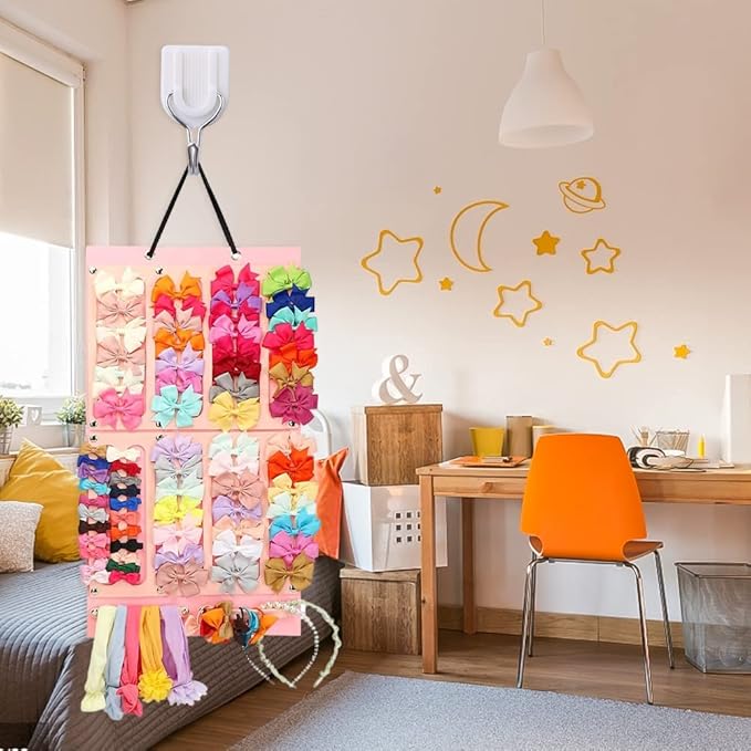 Hair Clip Organizer Holder, Hanging Hair Clips Holder, Hairband Claw Clips Storage for Women Girls, Hair Clip Stand Holder for Wall, Door, Closet, Hair Clips Display for Teen Girls