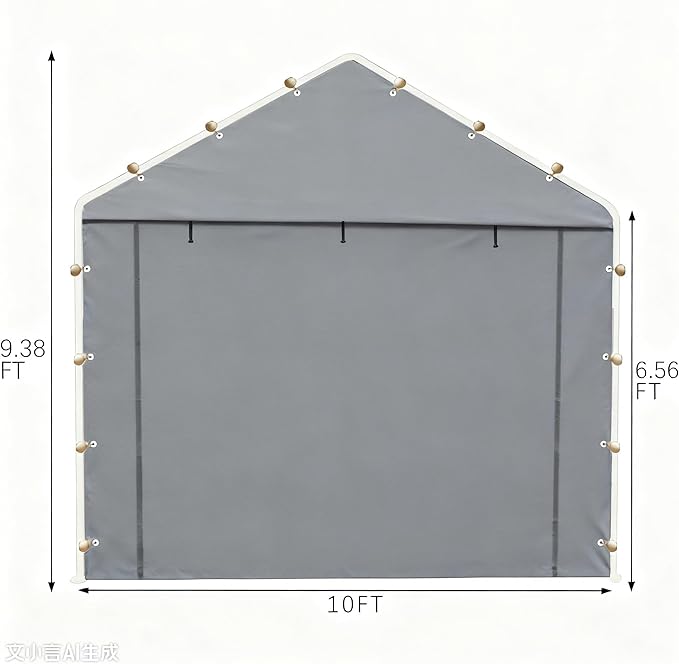 Rutile 10x20 Carport Replacement Sidewall, 180G PE Waterproof & UV Protected Sidewall Cover (Gray, Sidewall kit Panel Set of 4 w/o Mesh Windows)