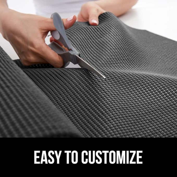 GORILLA GRIP powerGRIP Drawer Shelf and Cabinet Liner, Thick Strong Hold, Non-Adhesive Liners Protect Kitchen Cabinets and Cupboard, Bathroom Drawers, Easy Install, Breathable Mat, 12" x30', Charcoal