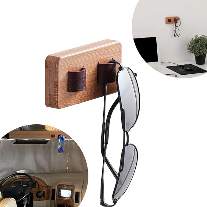 Eyeglass Holder Sunglasses Organizer Storage Glasses Holder Stand Eye Glass Display Wood Eyewear Rack for Office Desk RV Home Entryway Wall Decor