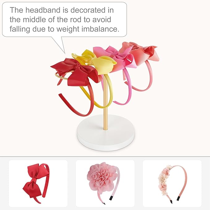 Dahey Headband Holder Metal Headband Organizer Hair Hoop Display Stand Hair Accessories Organizer Storage Hair Ropes Bracelets Bangles for Women and Girls, Gold