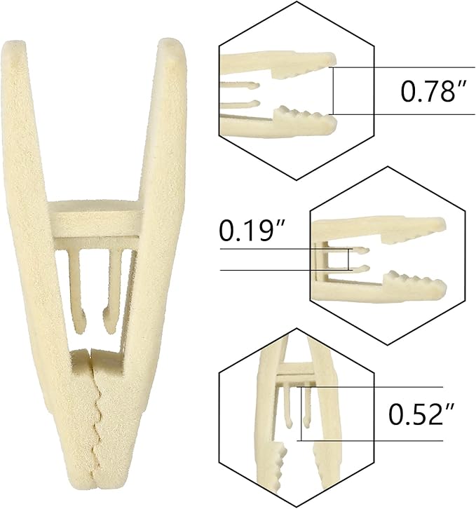 Tinfol Beige Velvet Hanger Clips 50Pack, Pants Velvet Clips, Large Opening Clip Clothes Pin, Strong Finger Flocked Clip Perfect for Slim-line Clothes Hangers