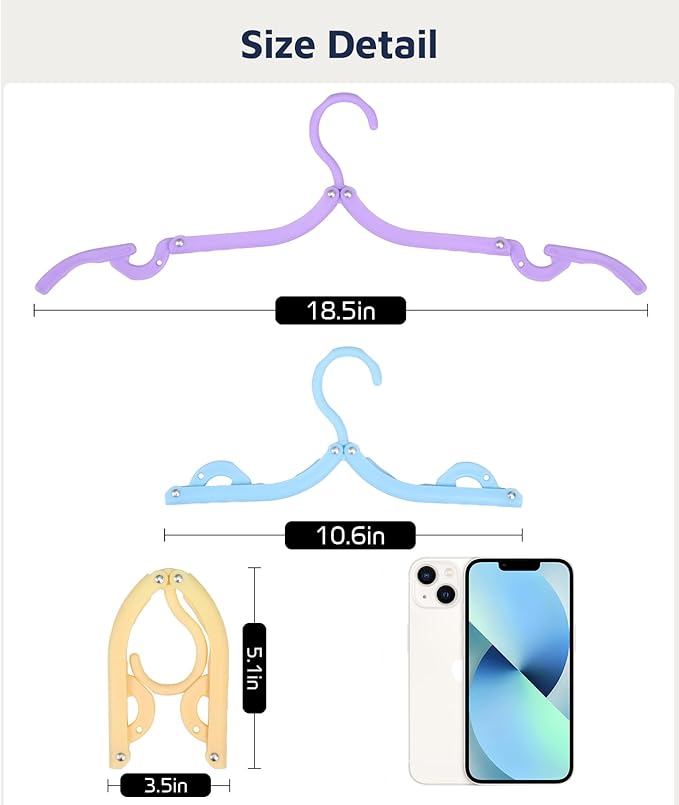 20 Pcs Travel Hangers, Cruise Ship Essentials Foldable Hangers Plastic Travel Essentials, Portable Cruises Must Haves 2026 for Suitcase, RV Camping Airplane Europe Vacation Essential