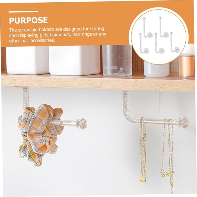 5Pcs Scrunchie Holders Wall Adhesive Hair Accessories Organizer for Headbands Jewelry and More Versatile Display Rack for Easy Installation and Scratch Use