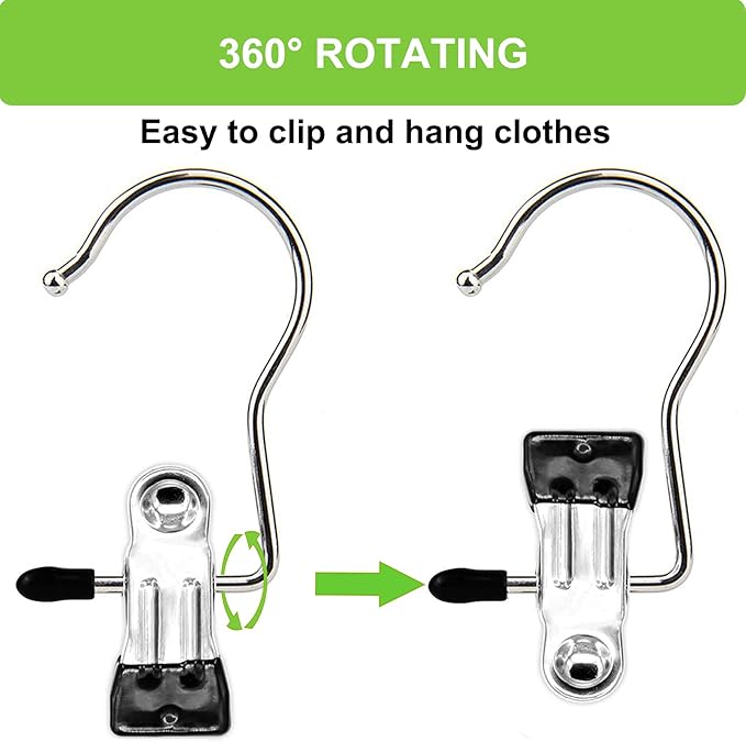 Laundry Hooks Hanging Clips Clothes Pins Closet Hanger Organizer Clamps Socks Towel Clips Heavy Duty Clothespins Bulk Hanger Clips for Closet Travel Pants Socks Handbags, 50 Pack