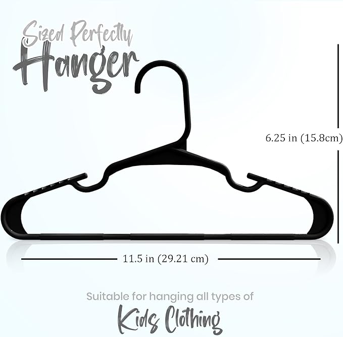 Utopia Home 40 Pack Kids Hangers - 11.5 Inch Plastic Baby Hangers for Closet - Childrens Hanger for Clothes & Infant Hanger for Closet - for Everyday Standard Use (Black)