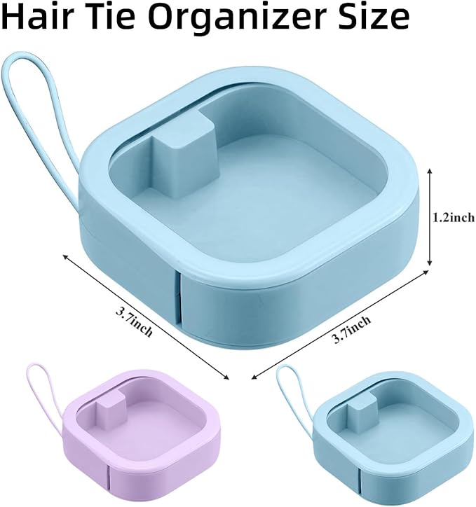 2pcs Hair Tie Organizer,Portable Travel Qtip Holder,Bathroom Storage Organizer Qtip Dispenser Cotton Swabs Dispenser Kids Hair Accessory Box with Lid for Bathroom,Desktop Organizer(2PCS,Purple)
