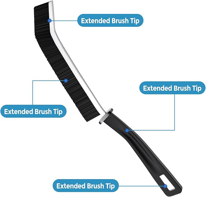 Crevice Cleaning Brush, Hard Bristle Multifunctional Gap Cleaning Brush Tool, Bathroom & Kitchen Corner Brush for Sink, Faucet, Toilet, Window Track, Car Interior, 3 Pack (Black)