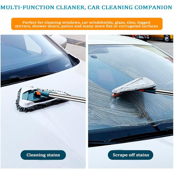 Wall Cleaner Mop with Long Handle 360° Wall Mop Triangle Mops for Floor Cleaning Baseboard Cleaner Tool with 5 Microfiber Duster Pads Dust Washer Cleaning Tools for Walls Windows Ceiling Fan
