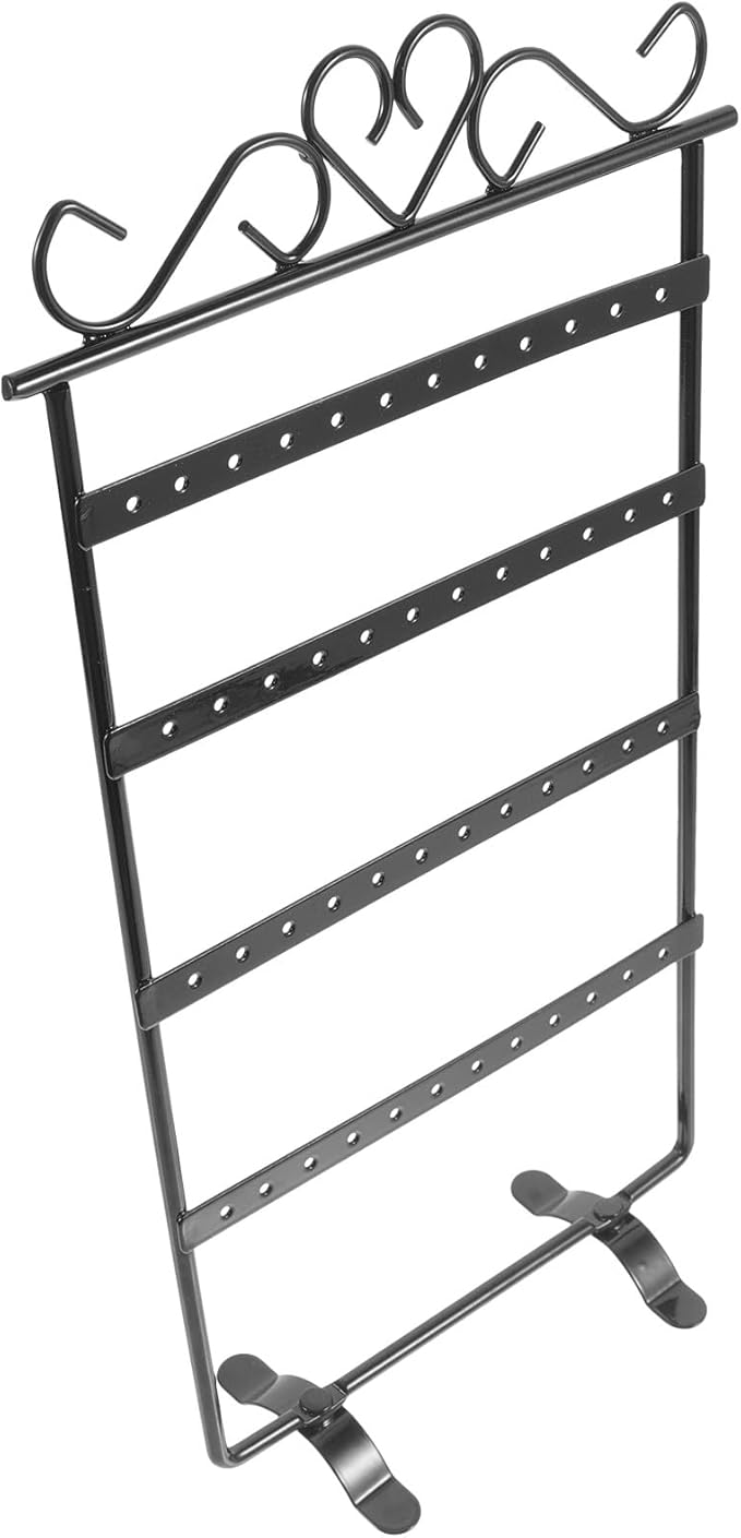 48-hole Metal Earring Stand Jewelry Display Organizer Rack Black Earrings Storage Holder for Women Countertop Accessory Organizer