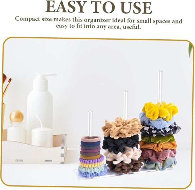 PRETYZOOM Hair Tie Rack Scrunchie Holder Stand Elastic Band Storage Hair Accessories Organizer Acrylic Material