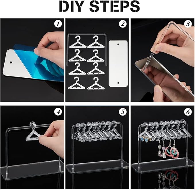PH PandaHall Coat Hanger Earring Holder, Jewelry Display Dangle Earring Hanging Organizer Mini Earring Necklace Hanger Ear Studs Display Rack for Retail Show Personal Exhibition, 2.3x5.9x4.2inch